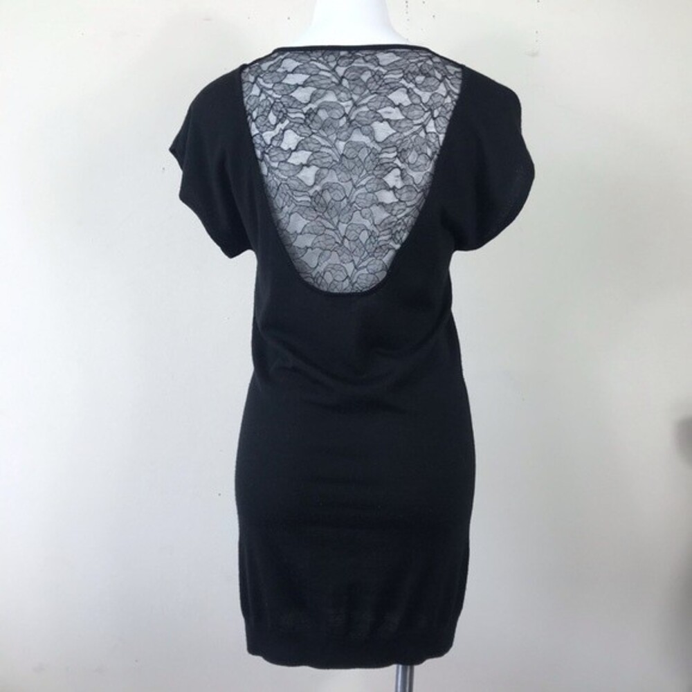 Theory Kobe Nouvella Black Lace Back Knit Wool Sweater Mini Dress Tunic S Goth - Picture 10 of 16
